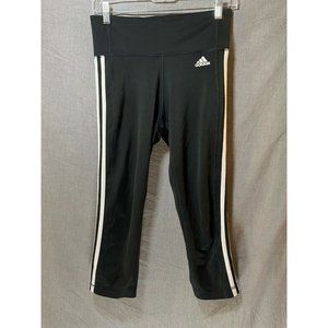 Adidas Pants Womens Small Black White Striped Logo Yoga Compression‎ Ladies
